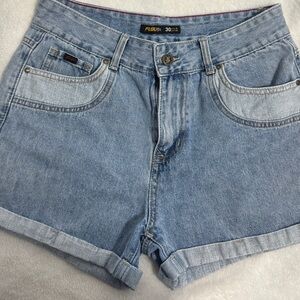 FUBU Light Blue Rolled Hem Denim Shorts